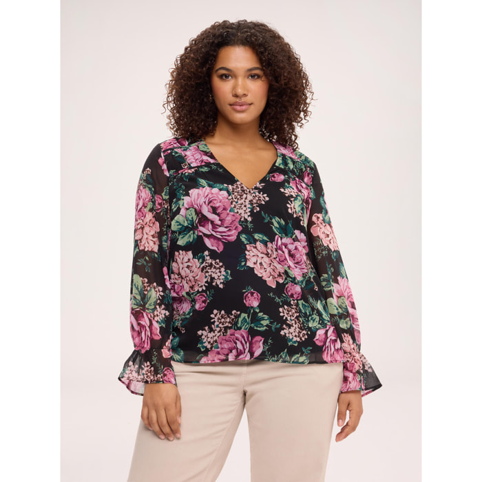 Fiorella Rubino - Blusa con stampa floreale - Nero