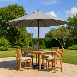 Parasol en bois inclinable rond toile grise DANINE