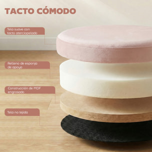 Puff Almacenaje, Banco Almacenaje Plegable, 35 L, 38x38x38 cm, Tapizado en Terciopelo, Baúl de Almacenamiento Redondo, Carga 120 kg, Taburete para Sala de Estar, Dormitorio, Entrada, Rosa