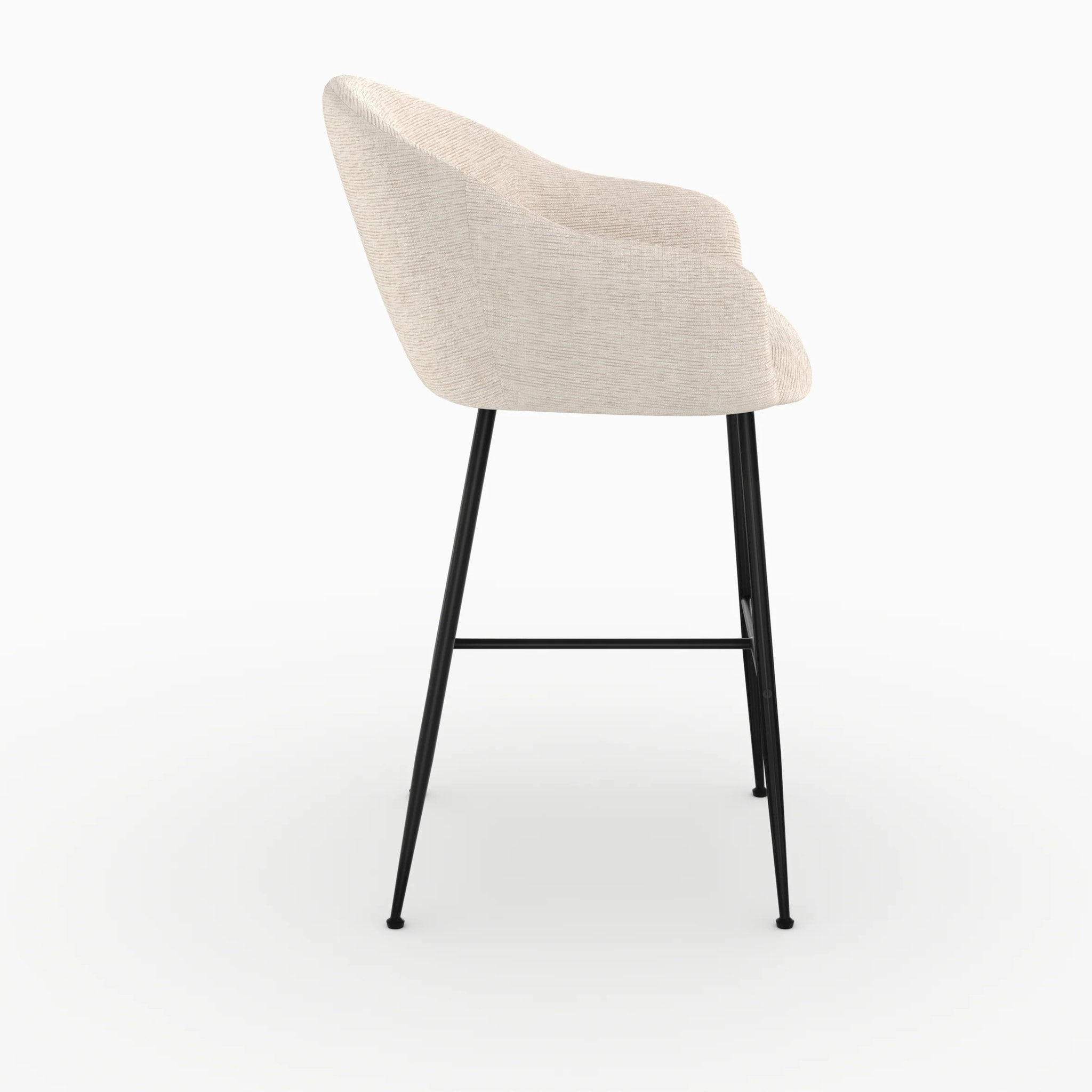 Chaise de bar en tissu blanc chiné 76 cm - Socky