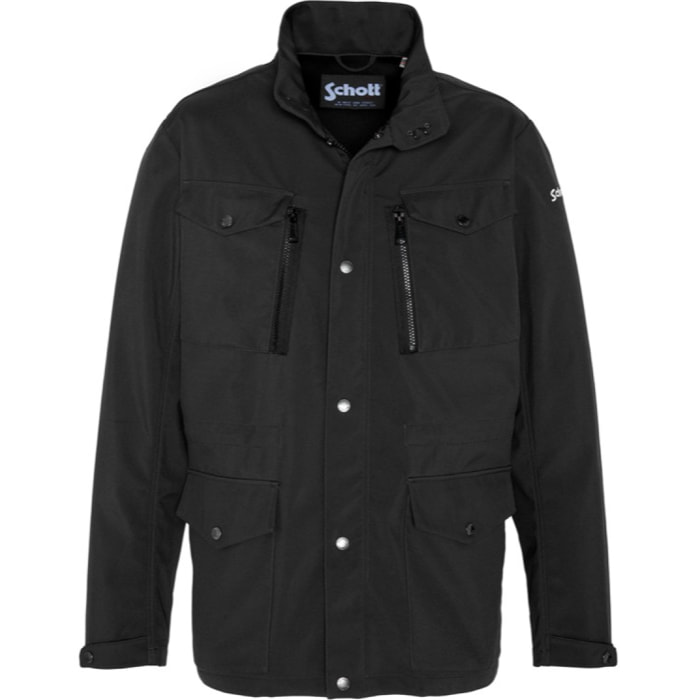 KONNOR FIELD JACKET IN SOFTSHELL WITH  SCHOTT NYC EMBROIDERY ON SLEEVE 100% POLYESTER Nero