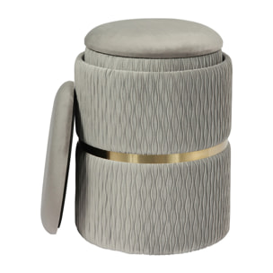 Set di 2 pouf contenitori Milas in velluto grigio