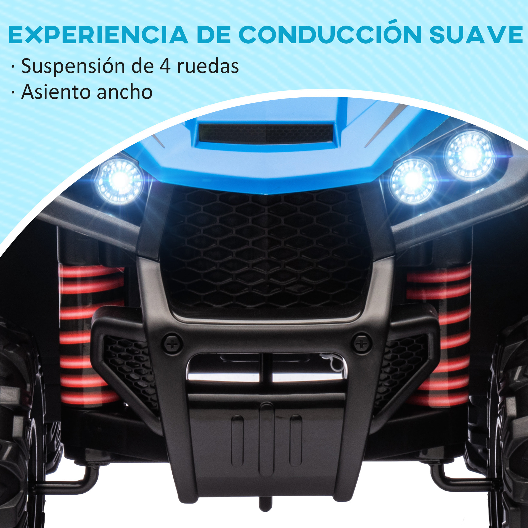 Quad Eléctrico para Niños de +3 Años Coche Eléctrico para Niños con Batería 12V Velocidad 5 km/h Faros Música MP3 Avance y Retroceso Carga 30 kg Azul