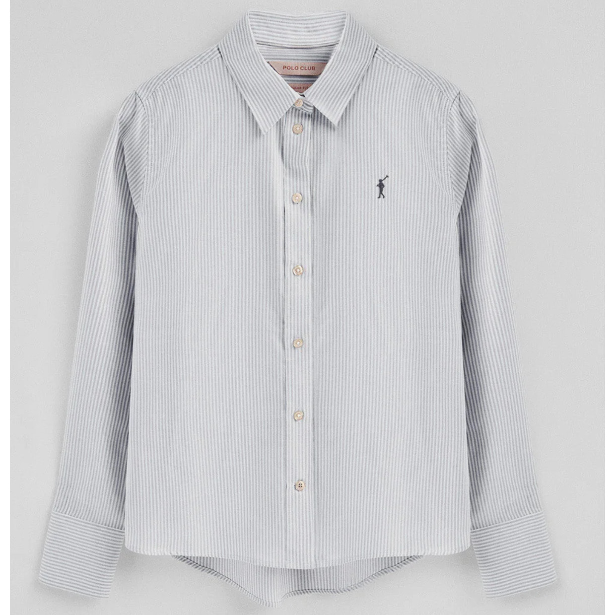 Camisa de rayas azul marino de corte regular con logo Rigby Go