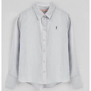 Camisa de rayas azul marino de corte regular con logo Rigby Go