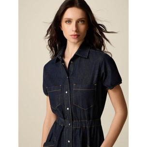 Oltre - Vestido camisero de mezclilla - Azul