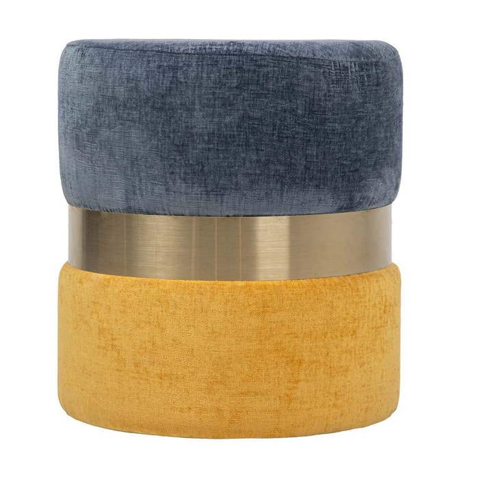 Puff Poliester Azul Amarillo 40x40x43 Cm