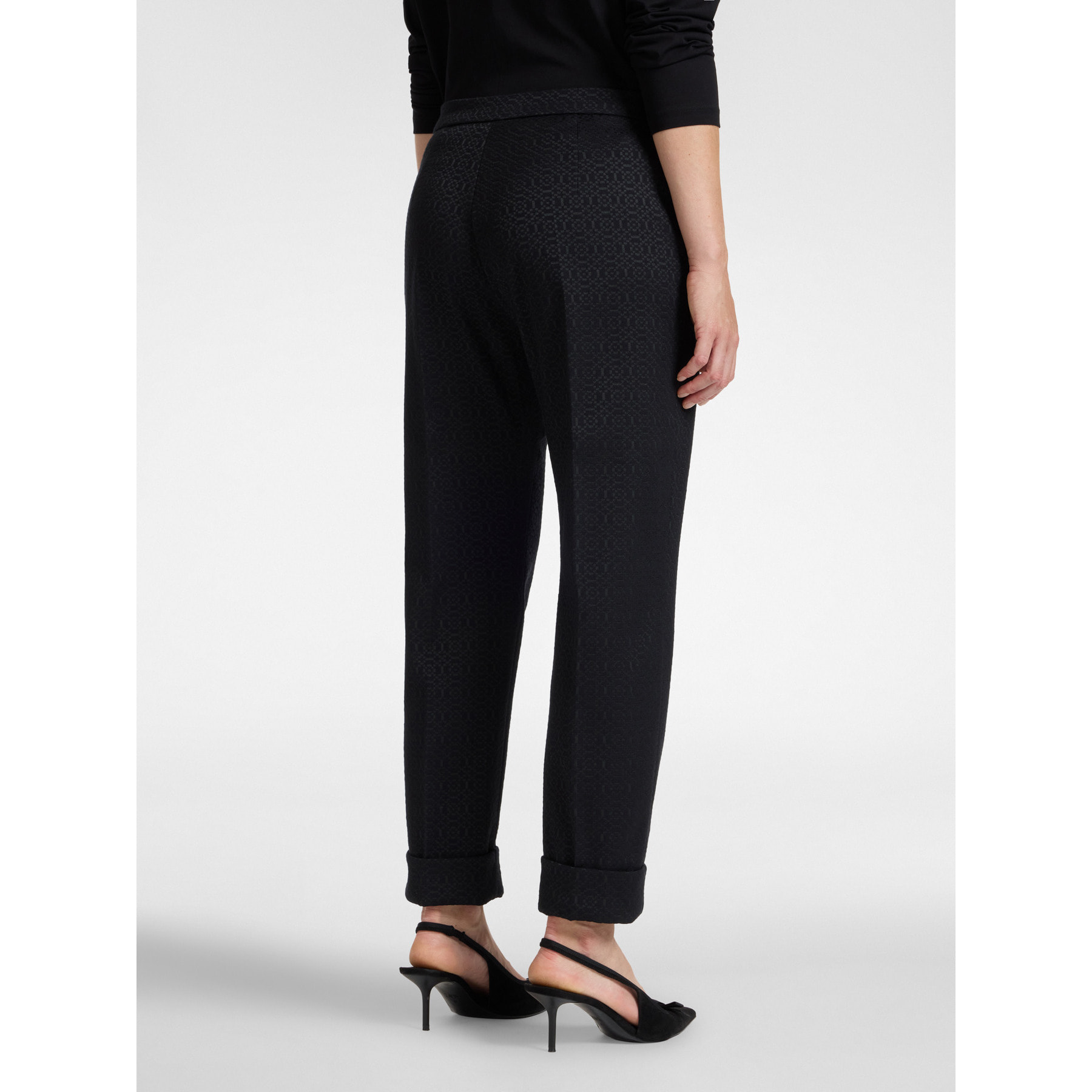 Elena Mirò - Pantaloni in tessuto jacquard - Nero