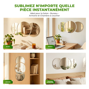3 stickers miroirs rond et demi-lune