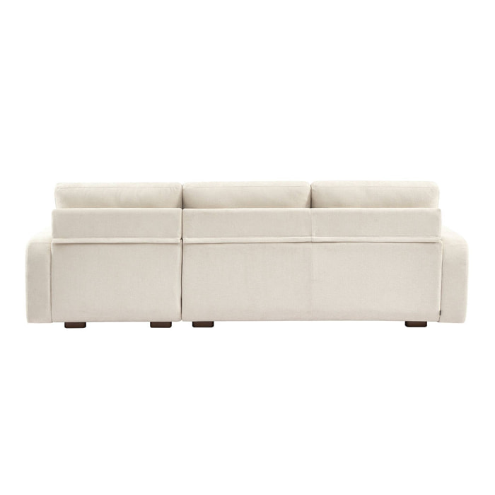 Canapé d'angle droite 3 places tissu blanc cassé L 260 x P 88 / 139cm / x H 87cm - Dany