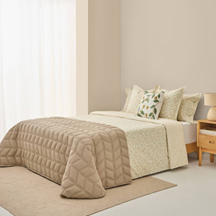 Colcha acolchada con diseño geométrico Ritdi color marron beige Poliéster