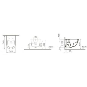 Pack WC Bati-support Geberit Duofix + WC sans bride Vitra SENTO noir mat + Abattant frein de chute + Plaque noire mat