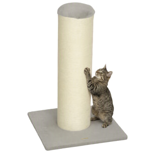 PawHut Poste Rascador para Gatos, Altura 75,5 cm, Rascador para Gatos Interior, Base Estable y Cuerda de Sisal Natural, Gris Claro