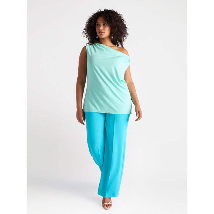 Fiorella Rubino - Top drapeado - Green Water