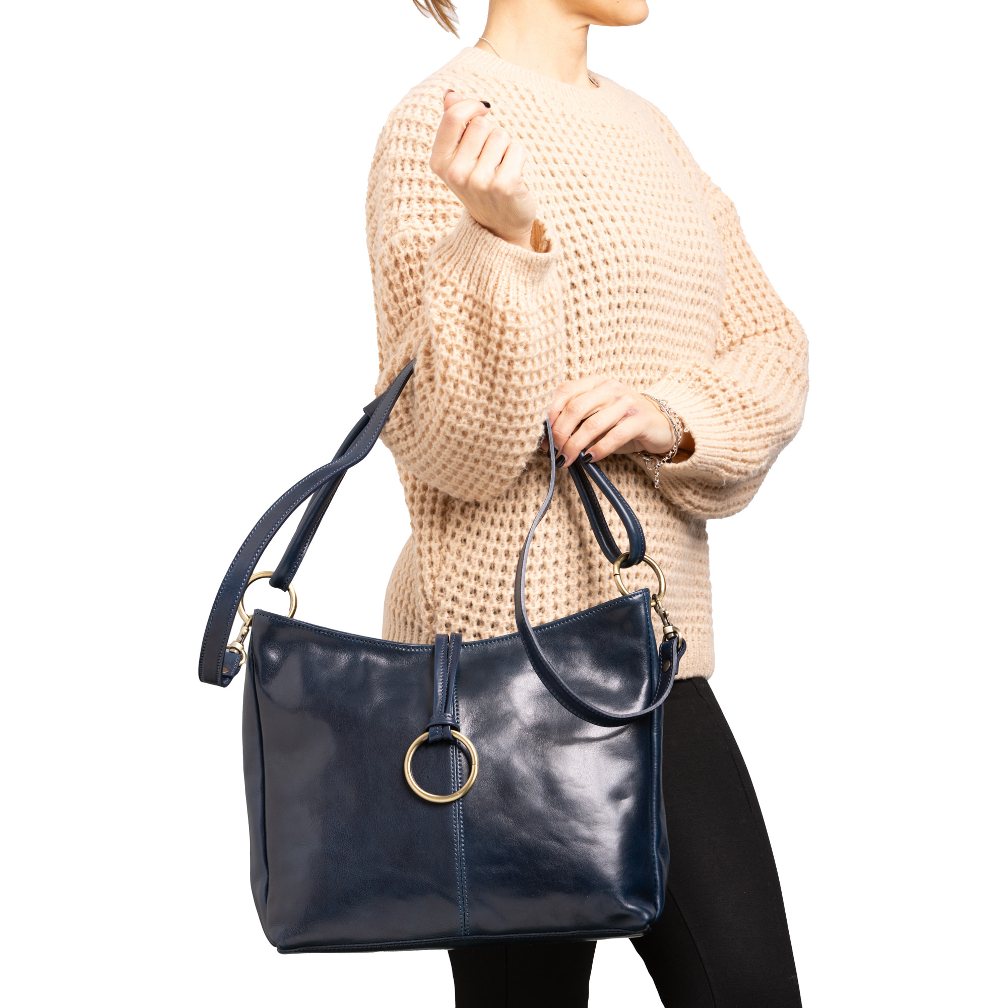 Borsa a spalla  da donna In Vera pelle Made in Italy 29x32x11 cm