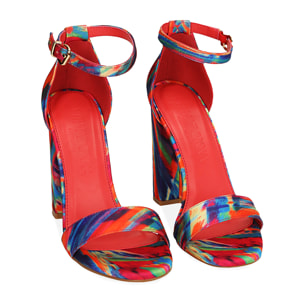 Sandalias tie-dye multicolor, tacón 10,5 cm