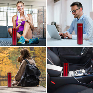 Termo sportivo da 500ml con indicatore di temperatura intelligente. Bottiglia d'acqua isolata sottovuoto, fino a 12 ore di mantenimento del calore.