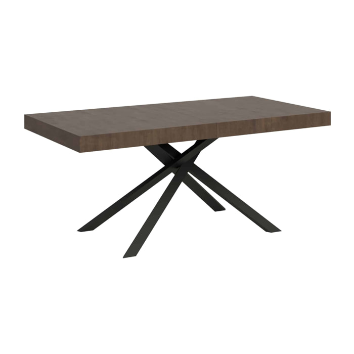 Mesa extensible 80x160/244 cm Karida nogal patas antracita