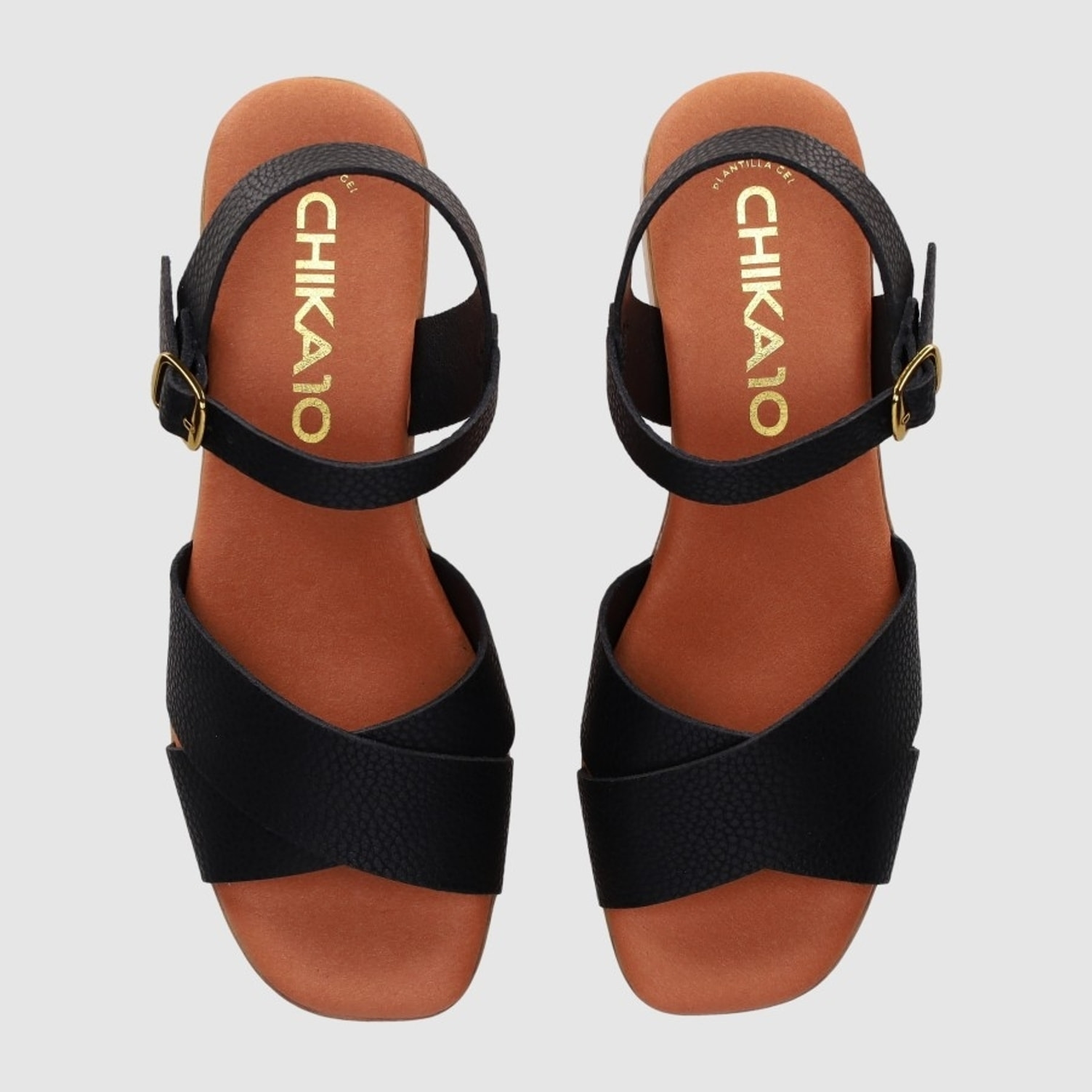Sandalias de Piel - Negro - Tacón: 5 cm