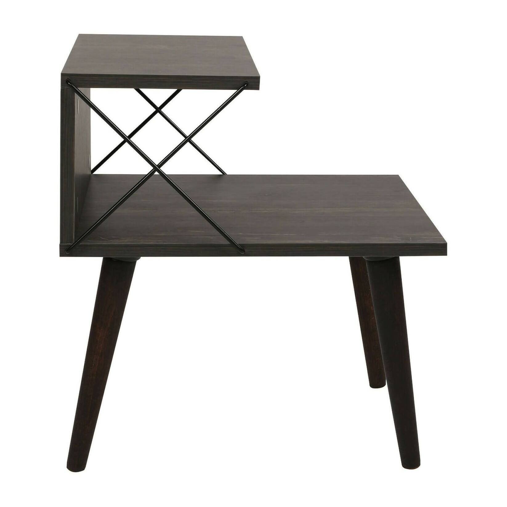 Comodino Newton, Comò basso, Tavolino da notte, Mensola da letto, 50x40h55 cm, Grigio Cenere