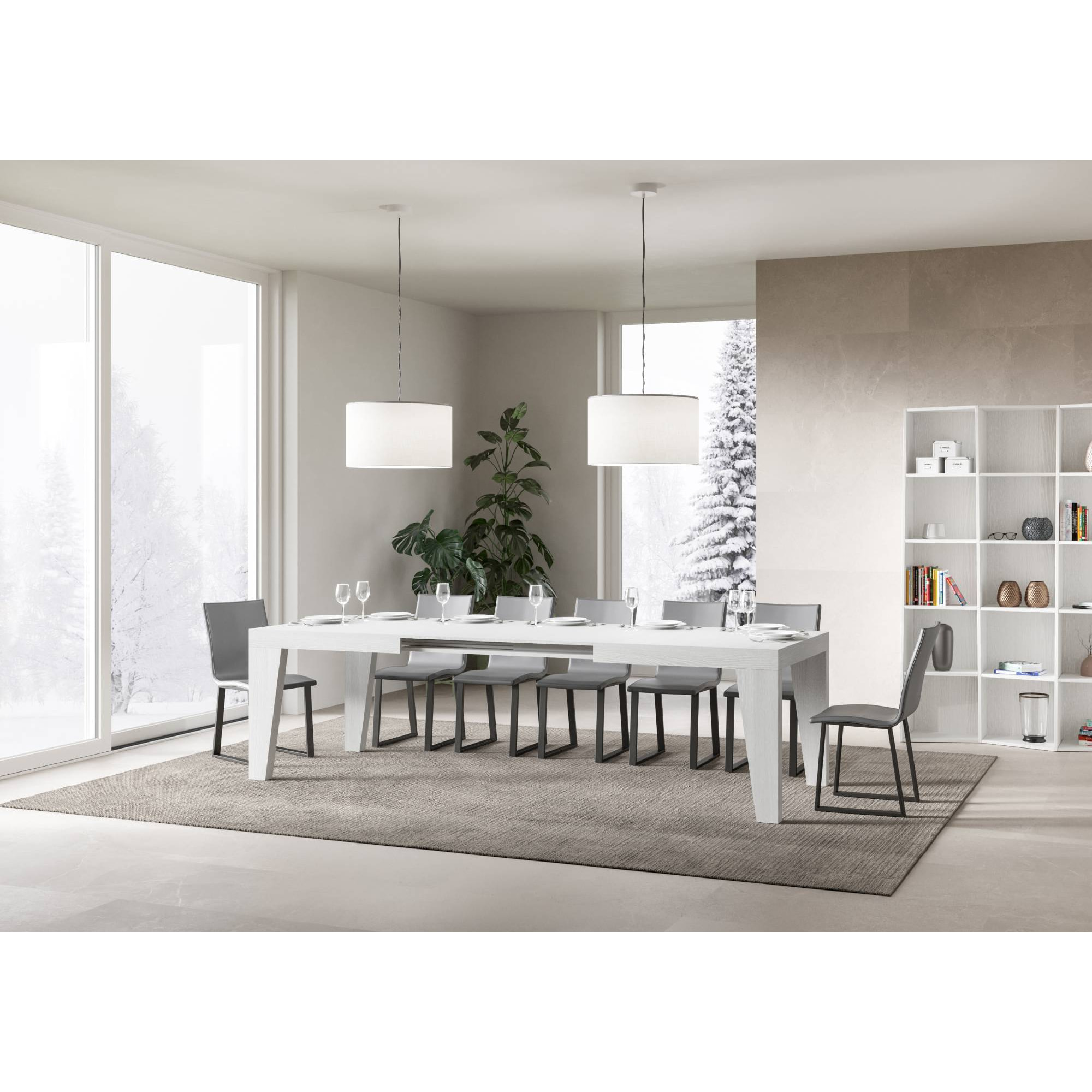 Table extensible 90x200/304 cm Naxy Frêne Blanc