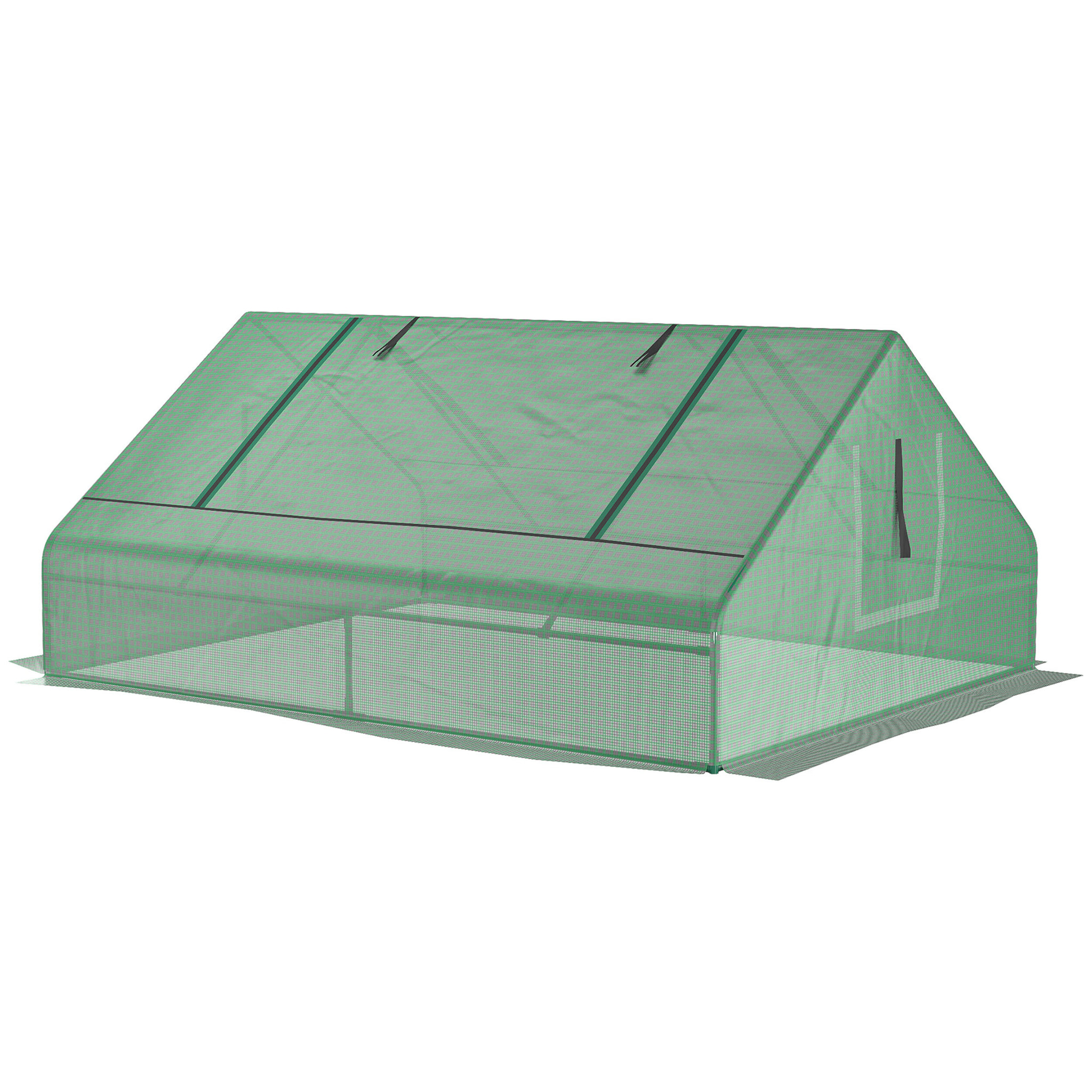 Mini serre de jardin 180 x 140 x 80 cm toit 2 pans 2 fenêtres acier PE haute densité 140 g/m² vert