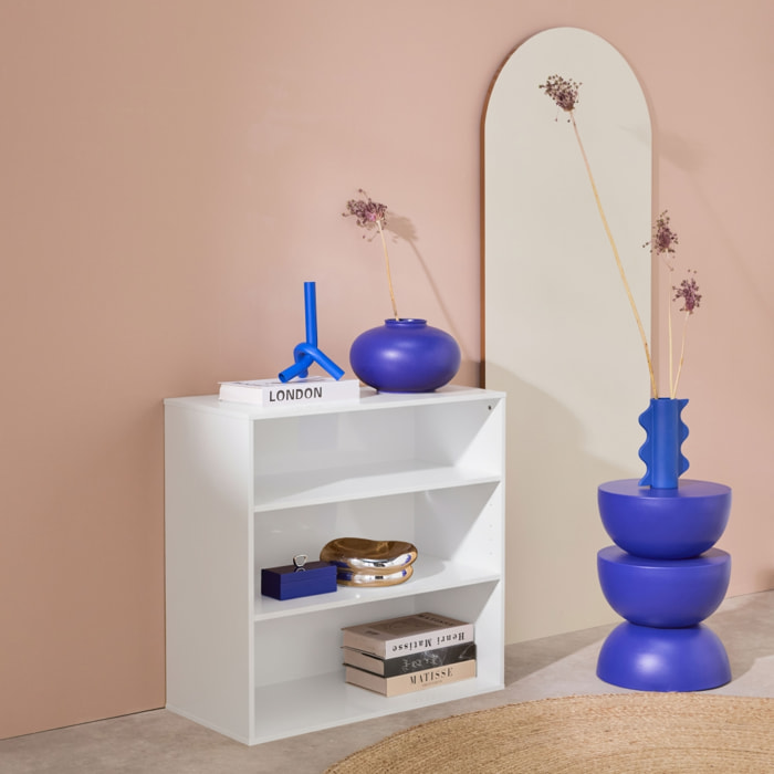 Etagère. bibliothèque. module de rangement décor bois blanc 2 étagères L 70 x P 35 x H 70cm - Kompo