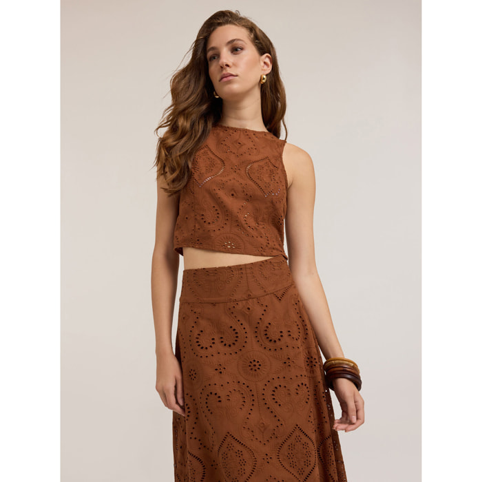 Motivi - Top de sangallo - Marrón