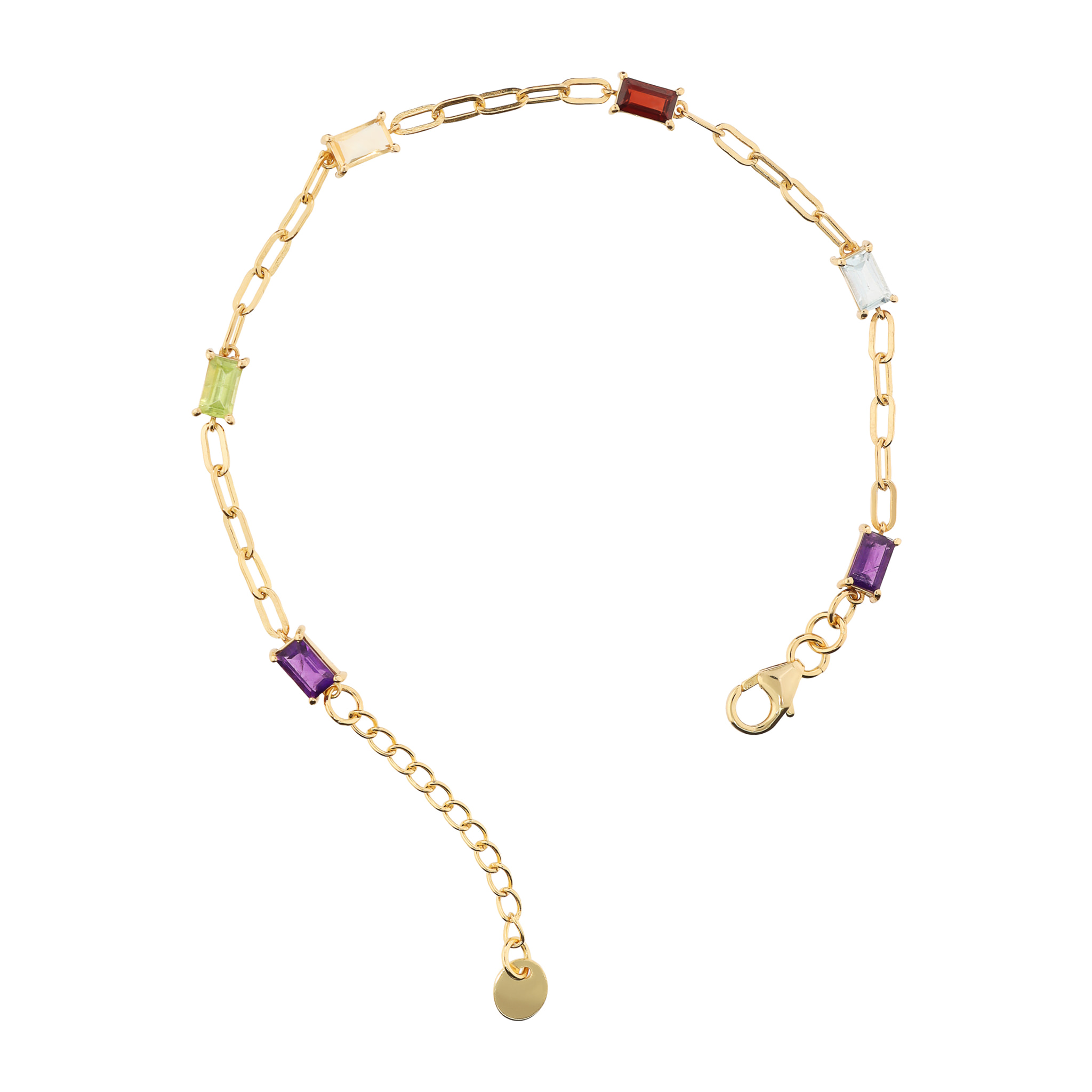 Bracciale in Argento 925 placcato Oro Giallo 18Kt con Pietre Naturali Sfaccettate