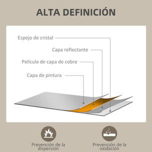 Espejo de Pared, 70x90 cm, Espejo de Baño Rectangular, Decorativo para Salón, Entrada, Pasillo, Horizontal o Vertical, Natural