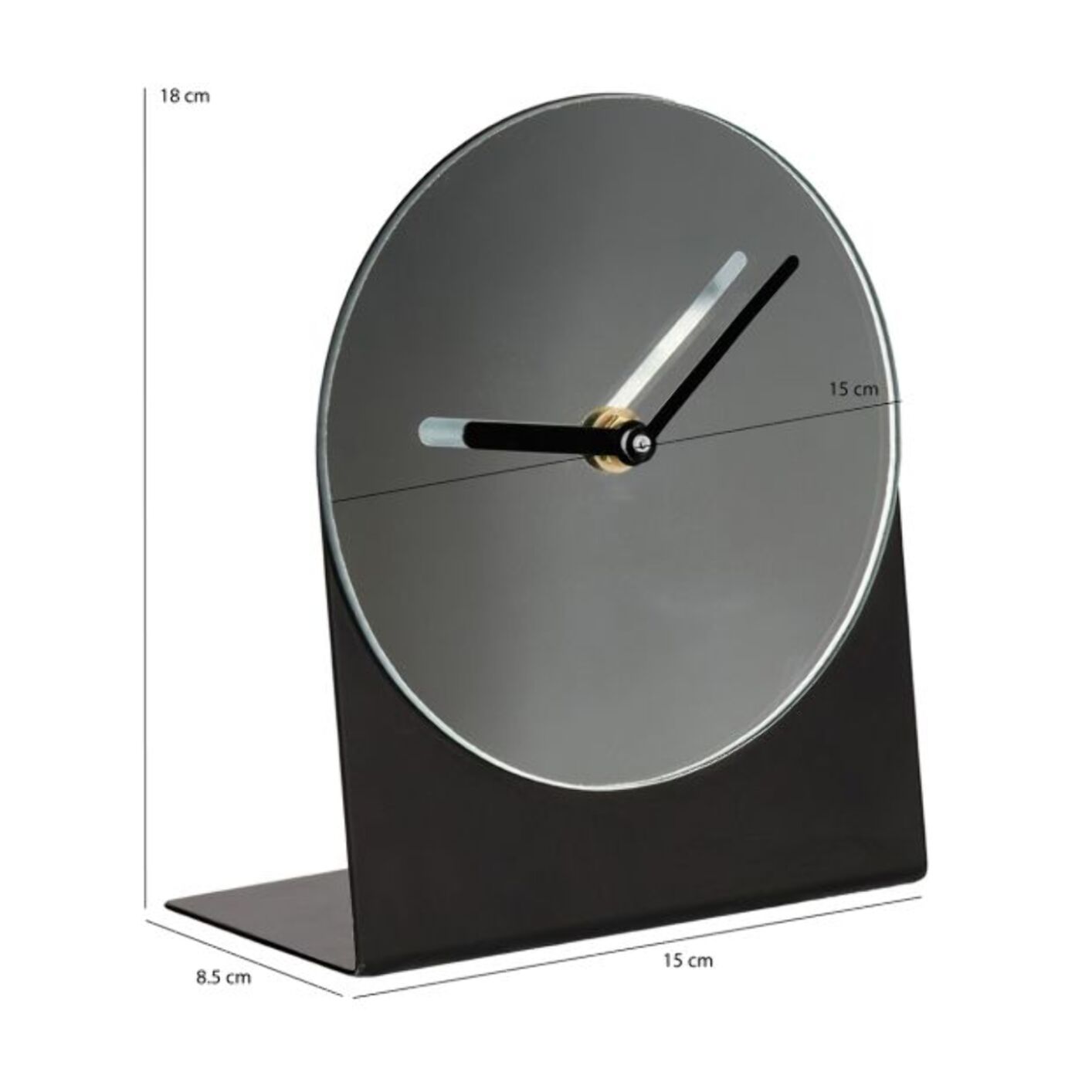 Horloge Minimaliste en Métal Noir avec Miroir - Design Élégant H. 18 cm - TIME