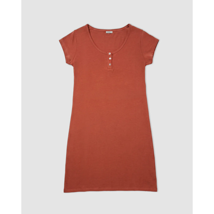 Camisón corto de algodón teja