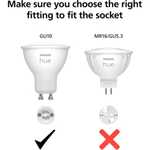 Ampoule LED connectée PHILIPS HUE GU10 White&Color Ambiance pack de 2