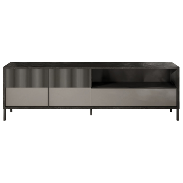 Jules - meuble tv - 2 portes et 1 tiroir - 206 cm - Gris