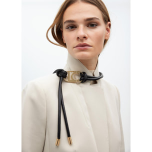 Cintura in finta pelle con logo ovale