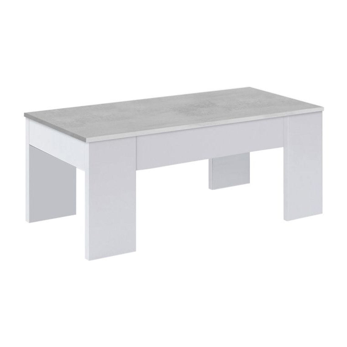 Mesa de centro elevable Low Cost Blanco Artik (Blanco Mate) - Gris Cemento