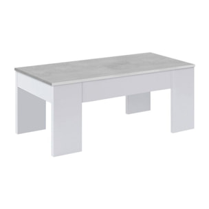 Mesa de centro elevable Low Cost Blanco Artik (Blanco Mate) - Gris Cemento