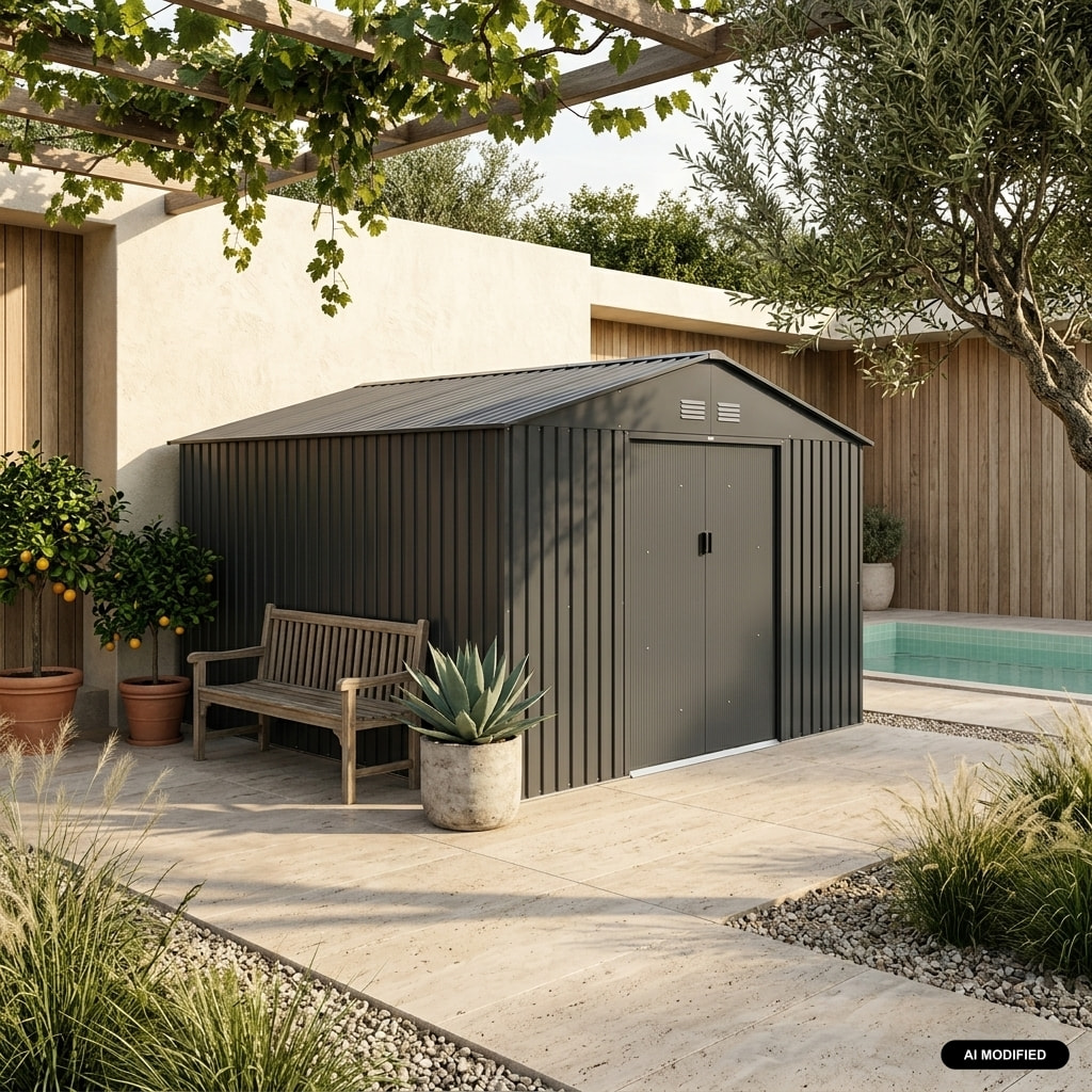 Abri de jardin métal 12,99m² avec kit d'ancrage SLACK
