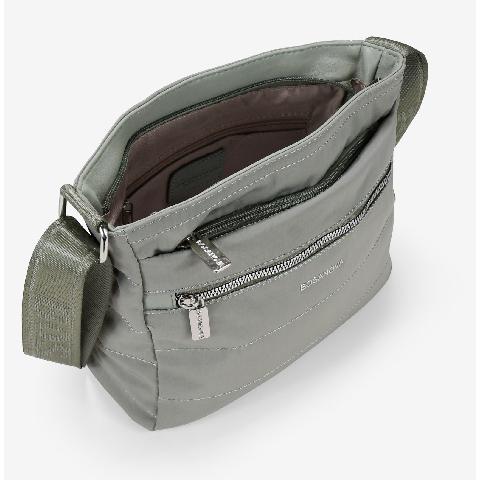 Bolso bandolera taupe con cremallera