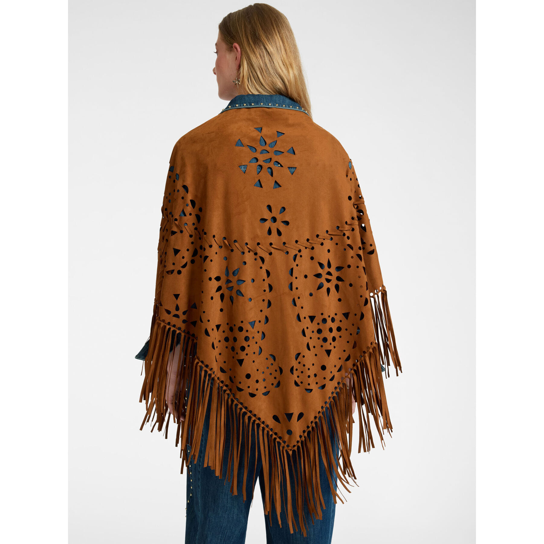 Elena Mirò - Scialle traforato con frange - Marrone