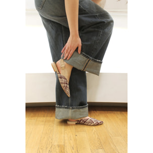 Slingback chic-fabric bicolore - BEIGE