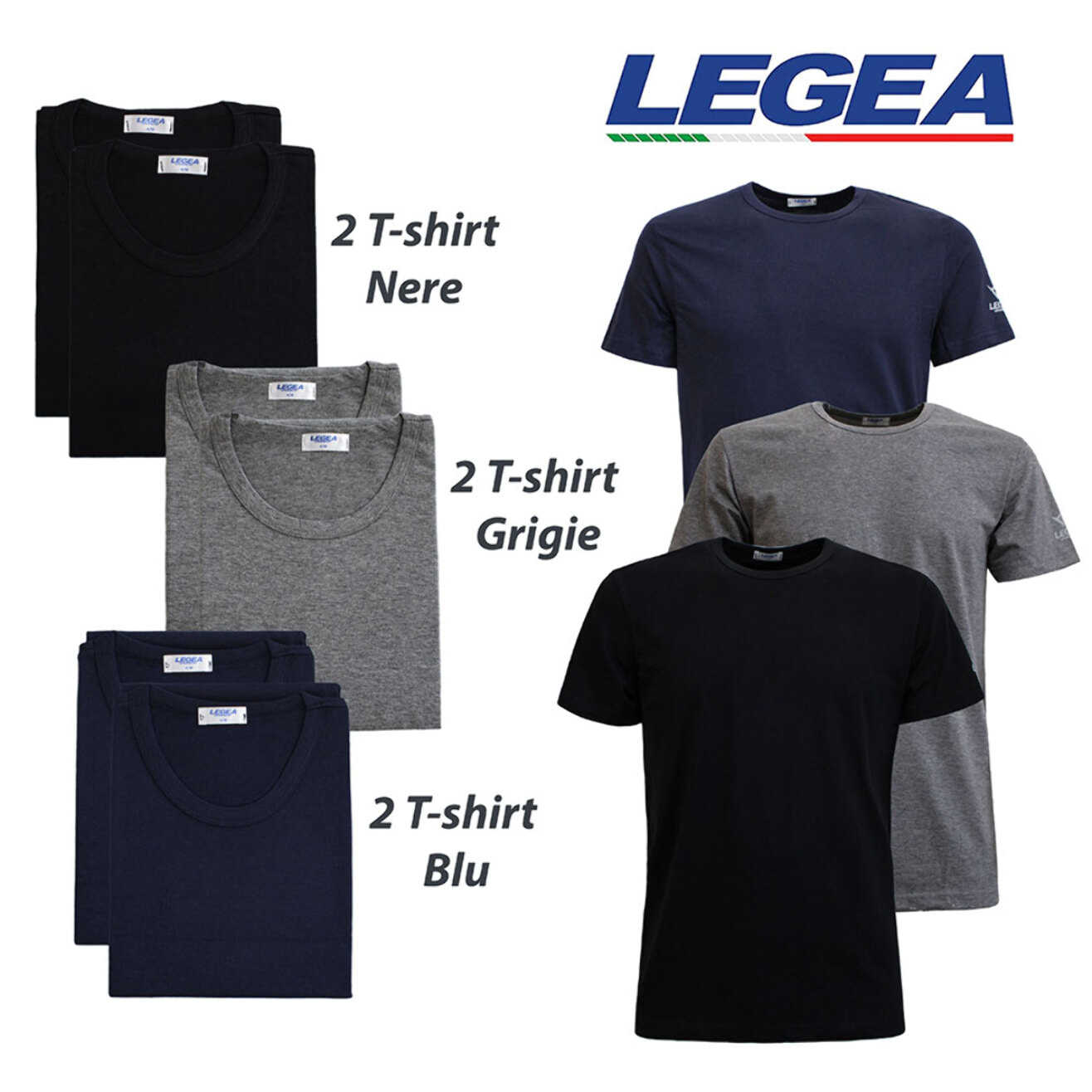 6 T-Shirt Uomo LEGEA Art. 830 Girocollo Assortito