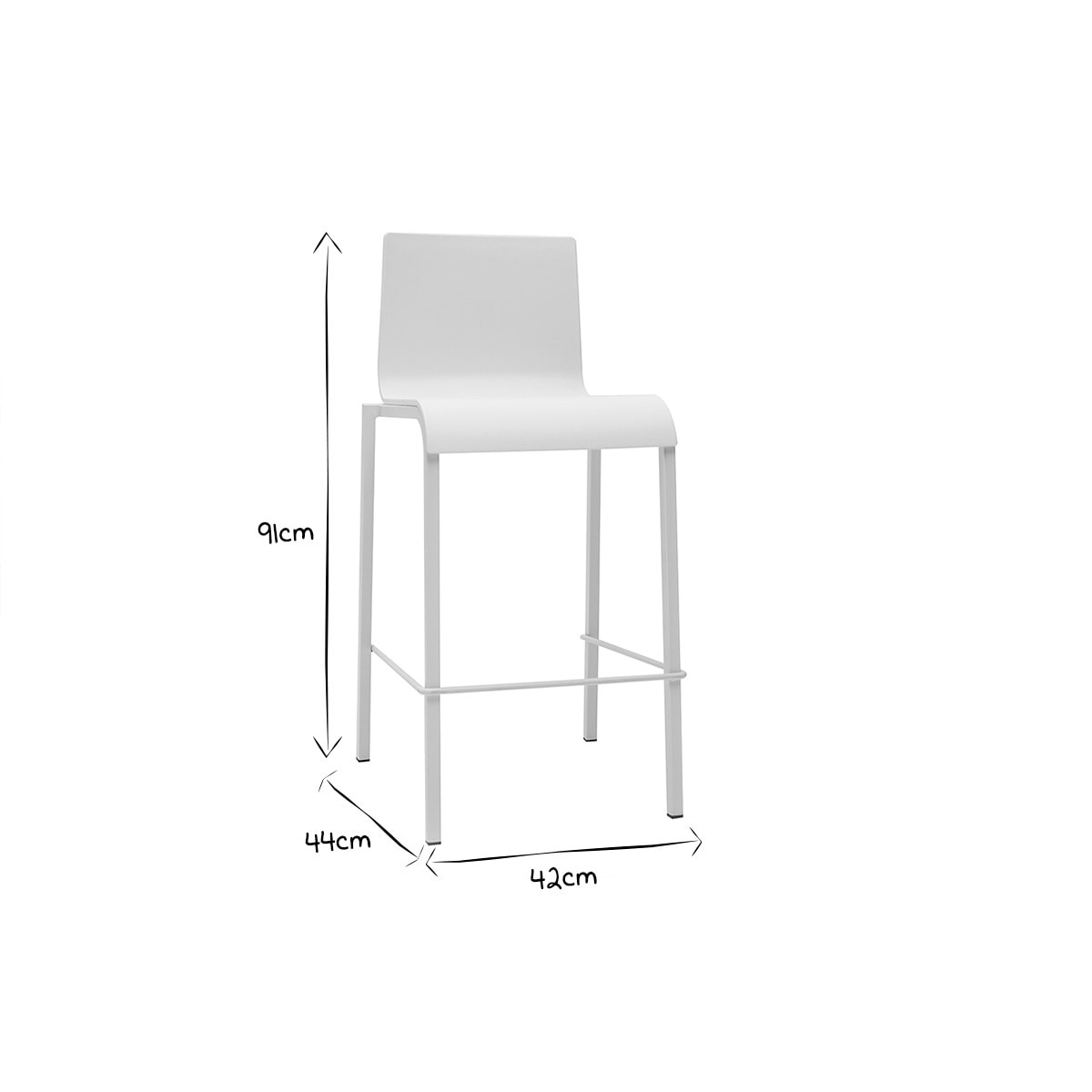Tabourets de bar design empilables blancs H65 cm (lot de 2) KUPA