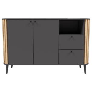 Camberwell - buffet bas - gris et effet bois - 138 cm - Bois / Gris