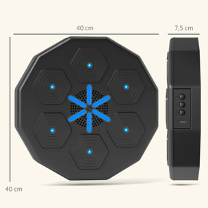 Machine de boxe musicale murale avec lumières - connexion bluetooth, charge USB - noir