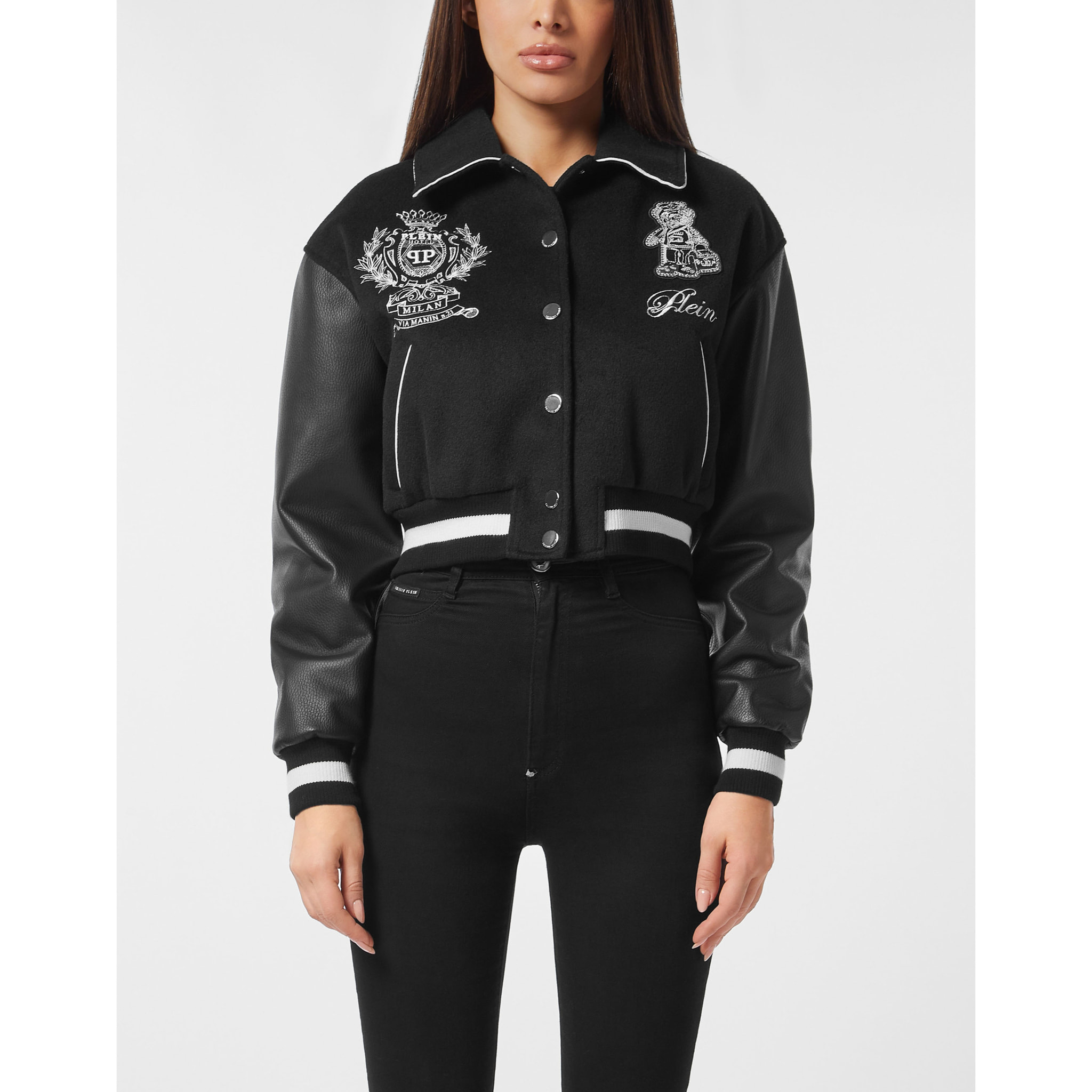 PHILIPP PLEIN Leather Bomber TEDDY