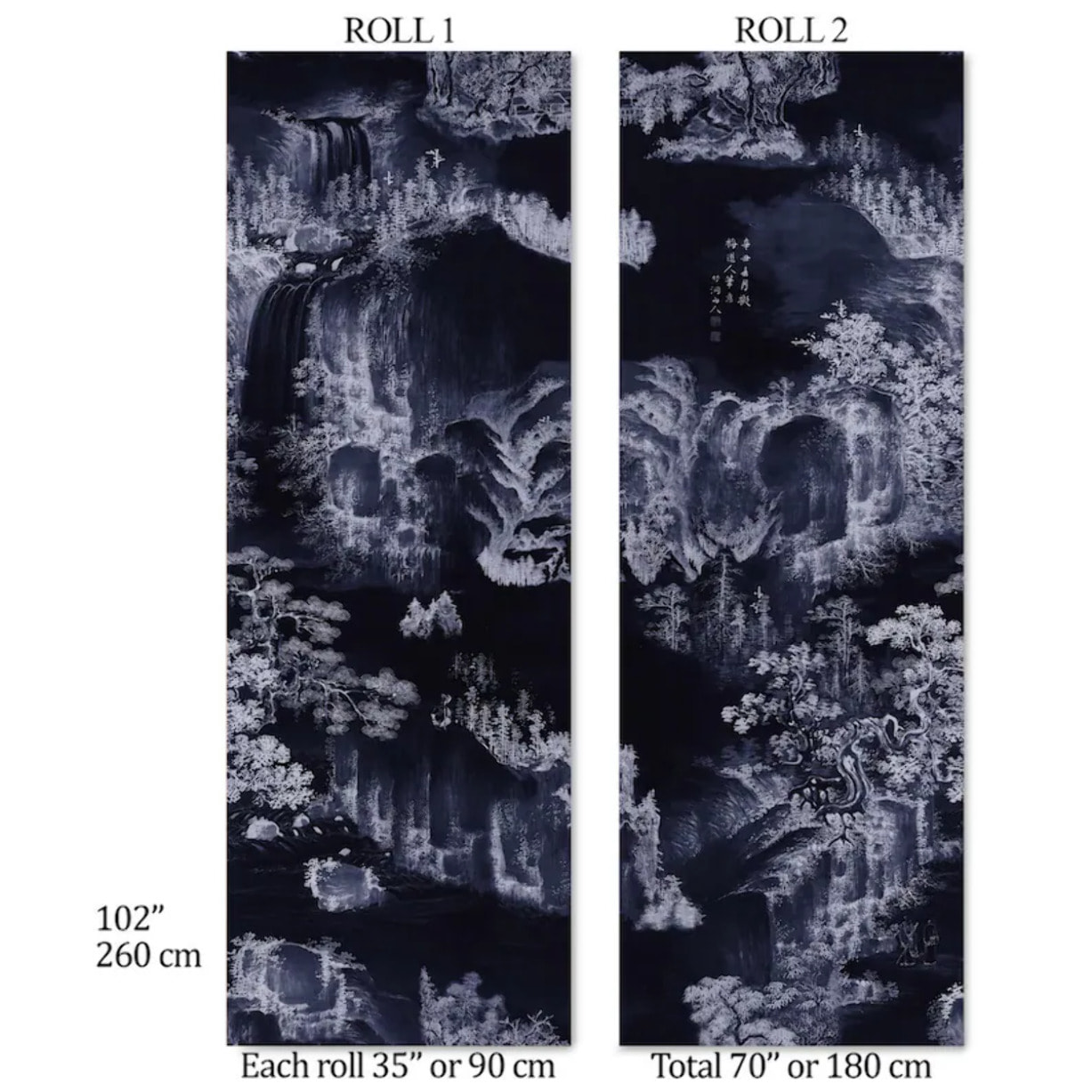 Carta da Parati Murale Asiatica Blu Notte