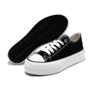 Zapatillas Lona Plataforma Negro B&W