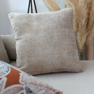 Coussin décoratif en velours chenillé - Naturel