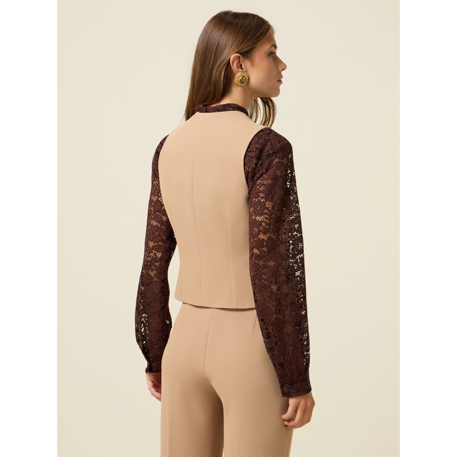 Oltre - Gilet in tessuto crêpe - Beige